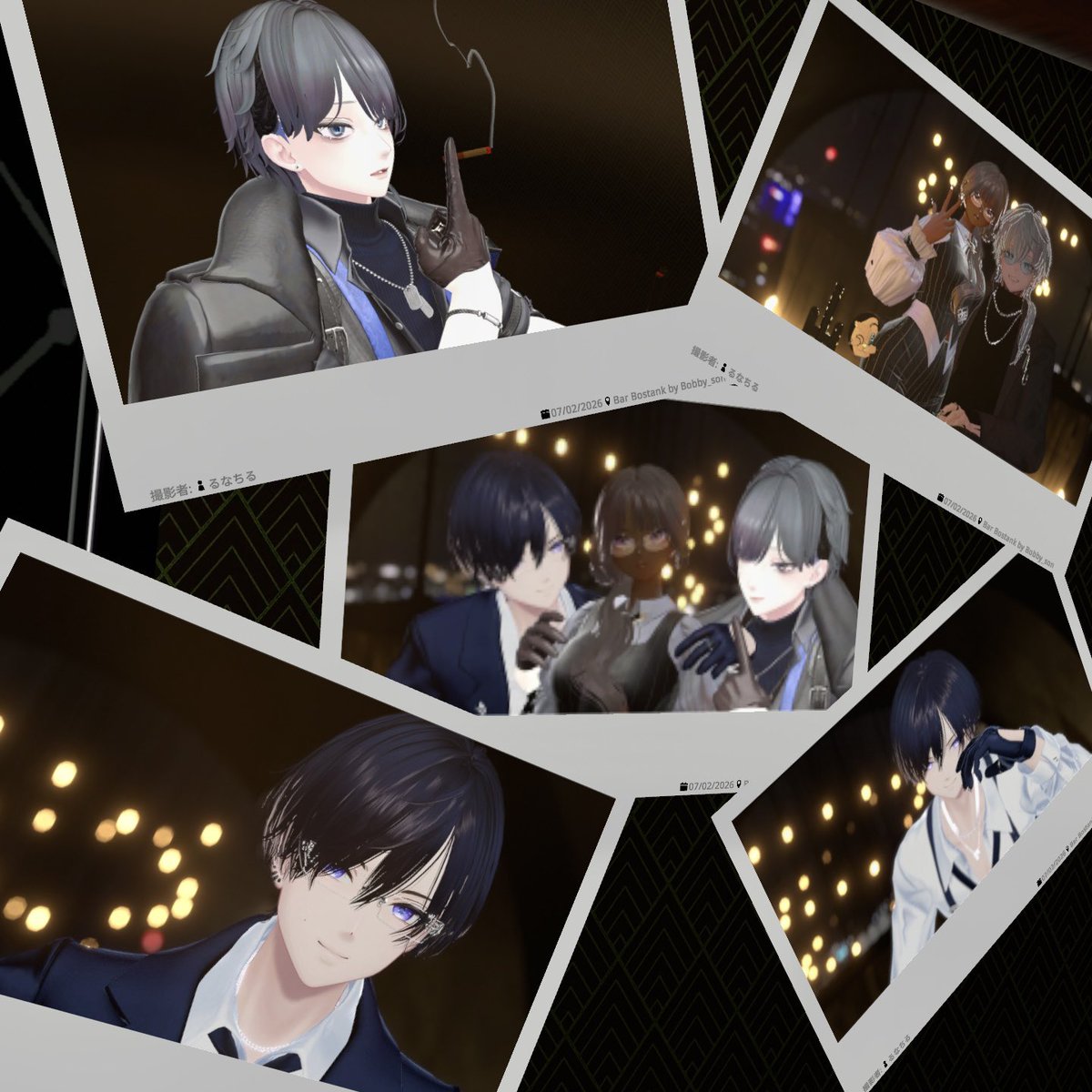 tanu_VRChat's tweet photo. 昨夜は良き夜でした🥂
当方、狛乃くんが癖アバターなのですが急ピッチで改変して来店してくれたお二人！！
その行動がすでにメロいの塊やろ…
データばぐって無表情だけどゴーグルの向こうは口角上がりっぱなしな🤤

ps.いつきさん巻き込まれて拉致られてるの草
 #Bar_Bostank https://t.co/gy03ZWuvcI