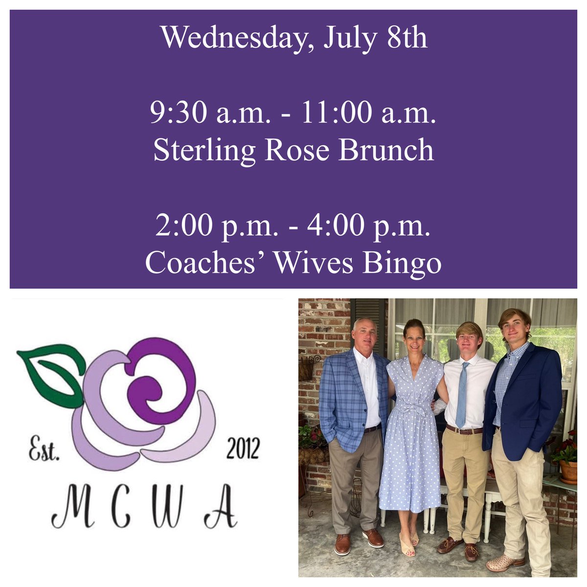 mississippicwa's tweet photo. MAC Clinic activities for Coaches’ Wives &amp; AD Wives!
Prizes, fun, &amp; food!!
Brunch: free for MAC member wives. 
Bingo: there is a $5 charge for MCWA members (a $10 charge for nonmembers).
Email for brunch RSVP &amp;/or to sign up for bingo:
mississippicwa@gmail.com
@MACoaches https://t.co/T7LKiRILdY