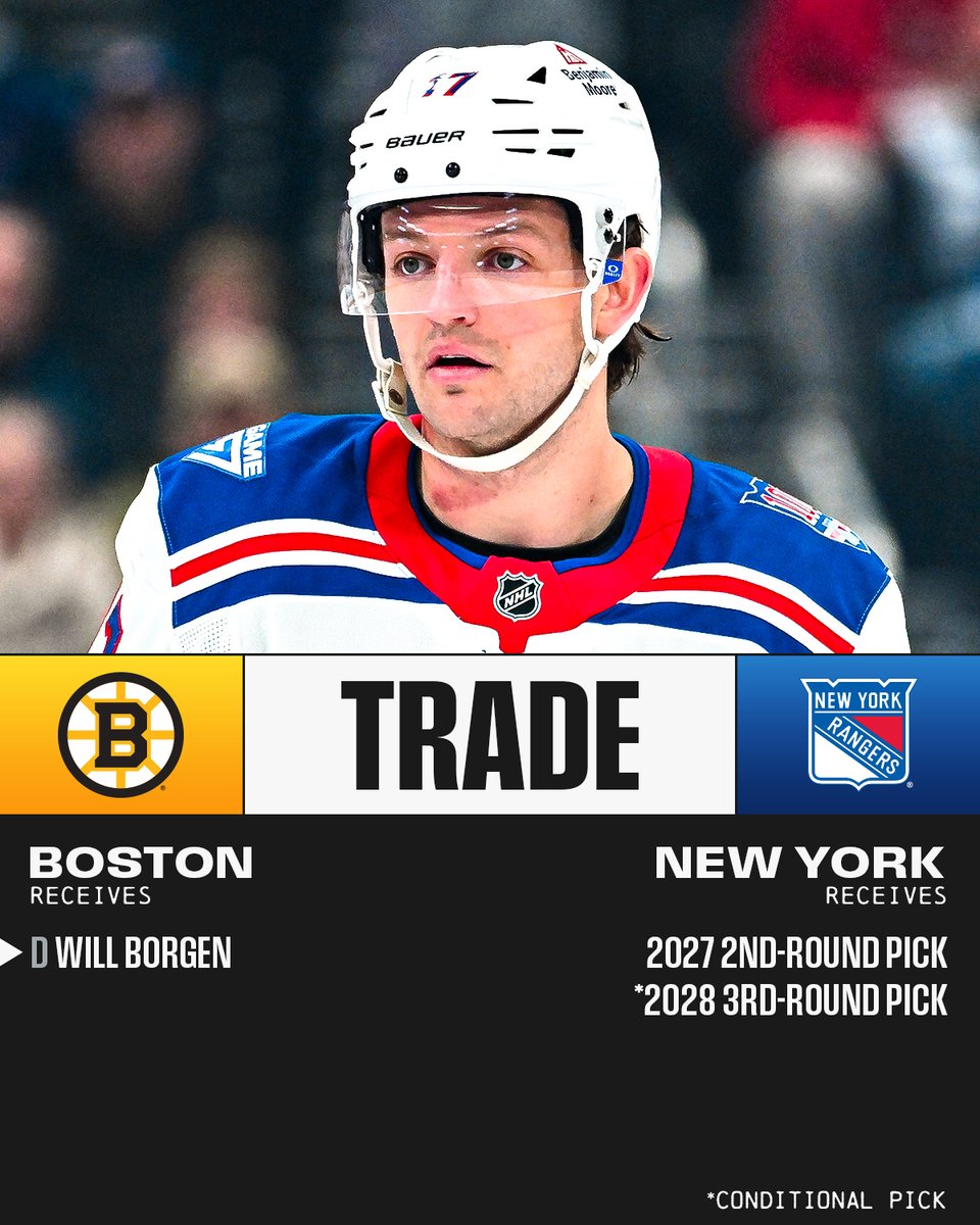NHL's tweet photo. Will Borgen is headed to the @NHLBruins! 🐻 https://t.co/C4z1FH3GuZ