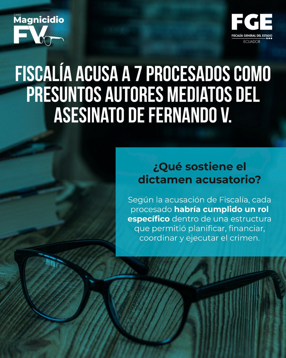 FiscaliaEcuador's tweet photo. #CasoMagnicidioFV | Planificación, financiamiento, coordinación y logística.

Así distribuye #FiscalíaEc los presuntos roles de los 7 procesados en el #Asesinato del excandidato presidencial Fernando V.

Conoce qué dice la teoría del caso sobre cada uno. 🔎 https://t.co/aDkJnHK4Au