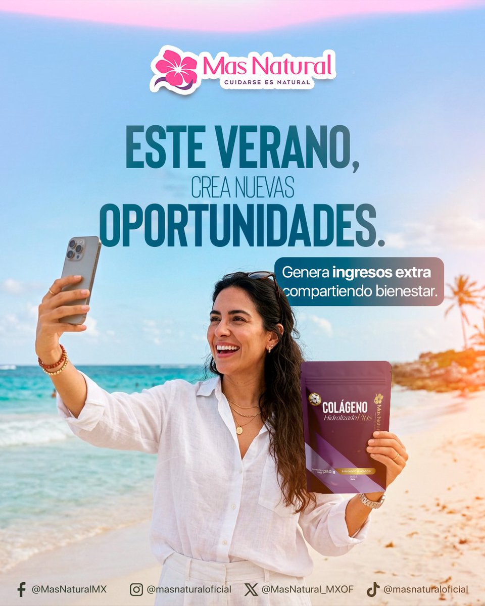 MasNatural_MXOF's tweet photo. ☀️ Este verano puede ser el comienzo de nuevas oportunidades.

Convierte tu pasión por el bienestar en ingresos extra.

💚 Tú decides hasta dónde quieres llegar.

📩 Envíanos un mensaje.

#MasNatural #EmprendeConMasNatural #IngresosExtra #Bienestar https://t.co/dY8cmpVDFu