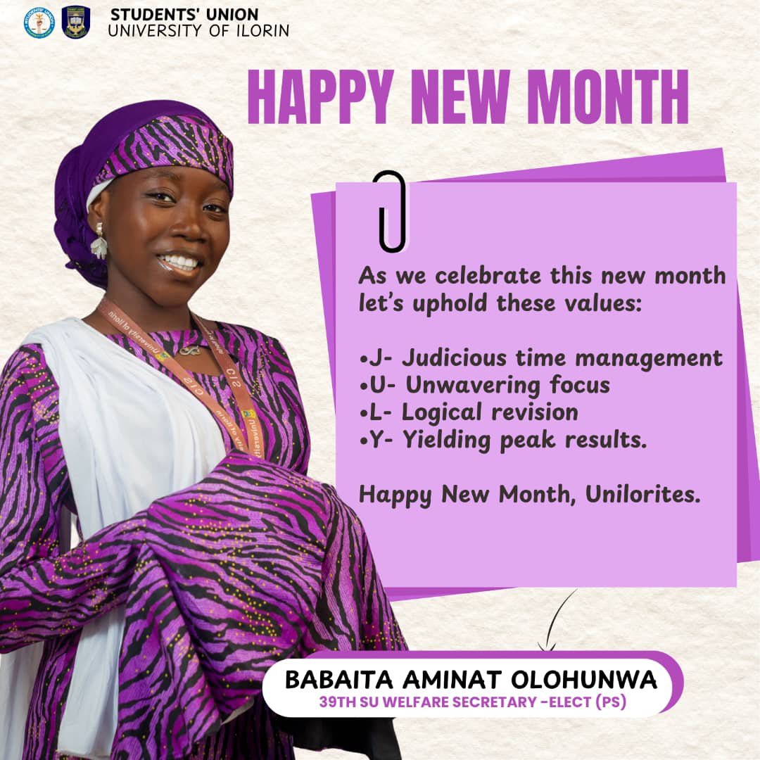 Amein_00's tweet photo. SHE💜 is wishing you a happy new month!!
Dear Unilorite, Half of the year is gone, the remaining half is another opportunity to become the person you hoped to be.
Time never change lives; what we do with it does✨
#unilorite #newmonth https://t.co/ky0cptGini