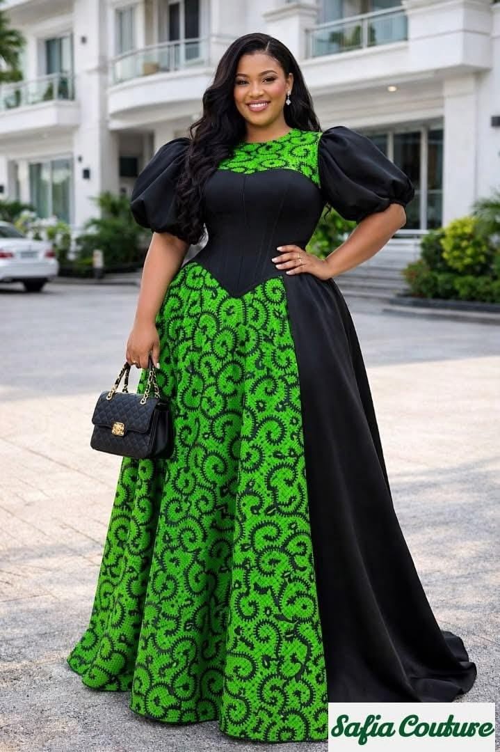 CapsuleCorer's tweet photo. Serving pure elegance in this striking Ankara fusion gown. The structured puff sleeves and corset silhouette create the ultimate power look. Tap to shop this masterpiece.
​#AnkaraStyle #AfricanLuxury #FashionInspo https://t.co/8wQmwdNzUi