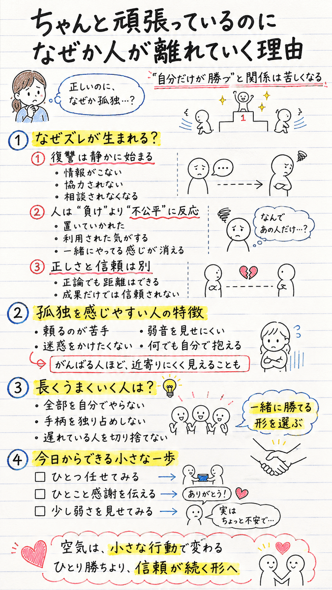 coh_enzyme's tweet photo. 頑張っているのに、なぜか人が離れていく…。

その原因は「努力不足」ではなく、
勝ち方にあるのかもしれません。

少し視点を変えるだけで、人間関係も未来も変わる。

そんな気づきを記事にしました✨

#人間関係 #自己成長 https://t.co/l6ycAAXgHf