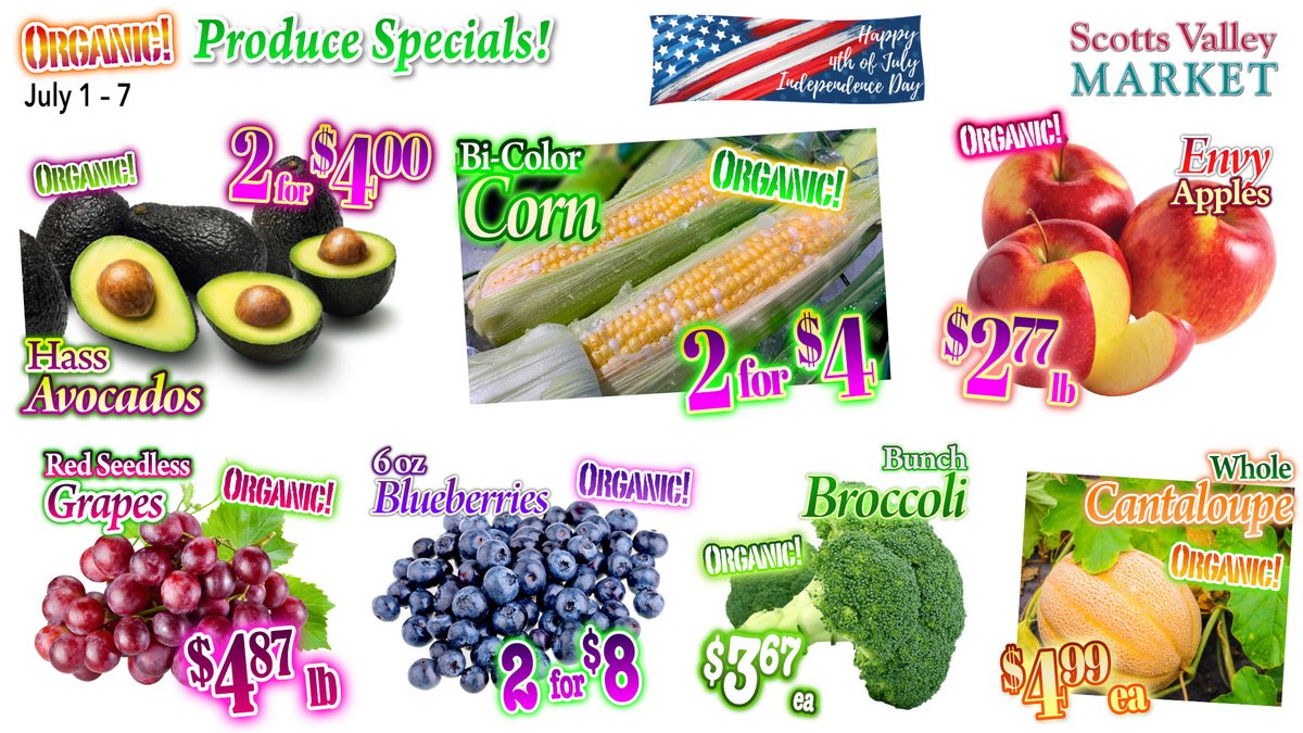SVMkt's tweet photo. Great Deals on FRESH ORGANIC Produce at Scotts Valley Market! https://t.co/rRo3IVG0ek