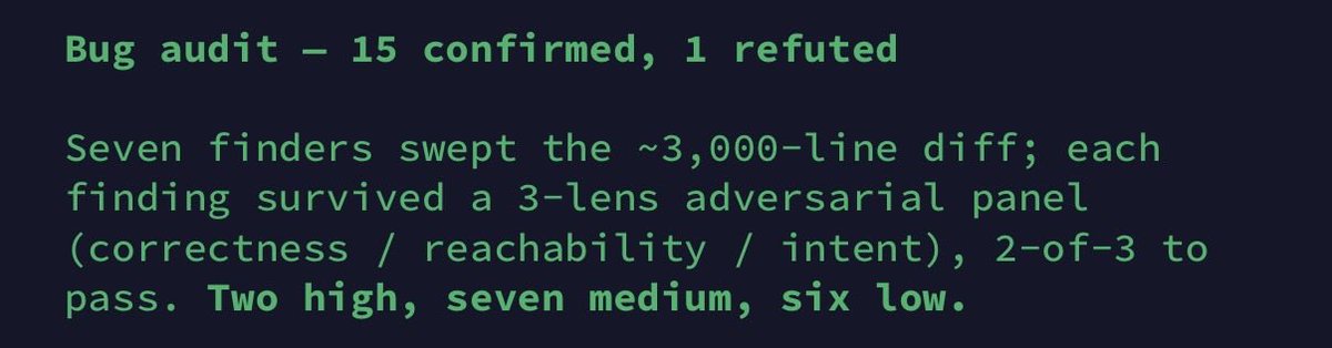 freddythegerman's tweet photo. The difference between Fable 5 and Opus 4.8 is just day and night.

Started a new project with fable, then continued with opus 4.8 once fable got deactivated and now had Fable 5 check the codebase again.

It caught so many mistakes opus brought into my codebase (real bugs) 

It took 11% of my credits in one prompt though and spent 3M tokens