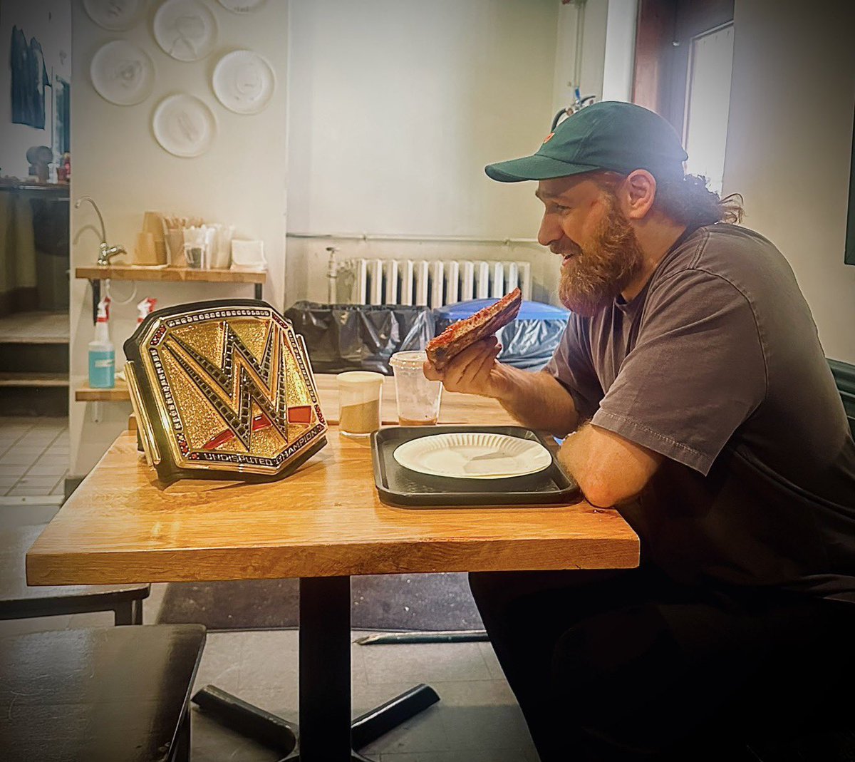 WrestleOps's tweet photo. Sami Zayn went on a date with his Undisputed Championship. https://t.co/tlY3wwS2Ot