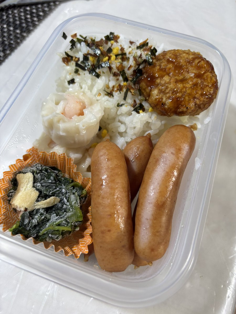iolite_rio's tweet photo. 今日も夜勤明け残業で体力なさすぎたので冷凍食品詰めただけ弁当です旦那よごめん🙇‍♀️ https://t.co/zZuQ9B0ZJu