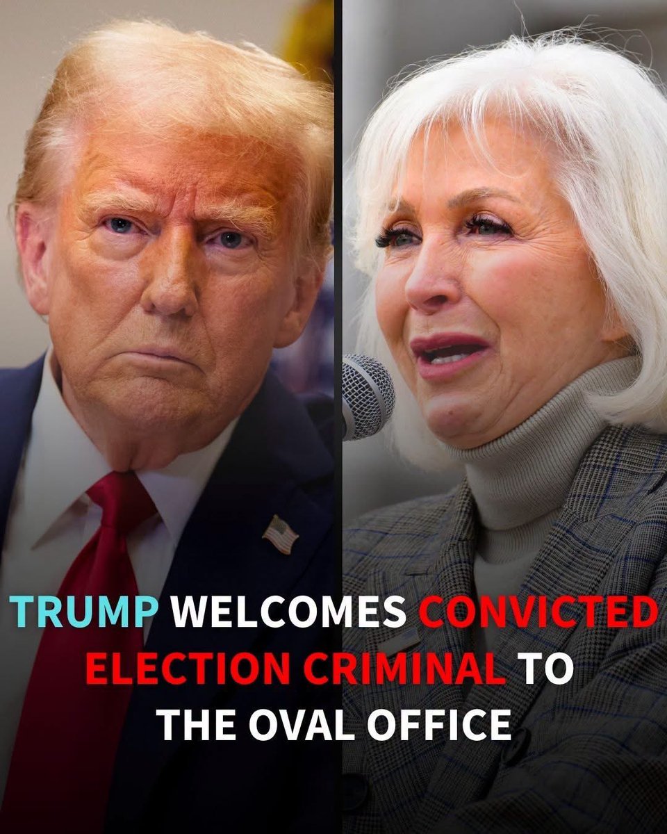 RadarResist's tweet photo. Trump invited Tina Peters, the former Colorado county election clerk convicted of tampering with voting machines, to the Oval Office on Tuesday, posting a photograph of the two of them smiling from behind his desk.

REPULSIVE 🤢! https://t.co/Ucurn5L8iD
