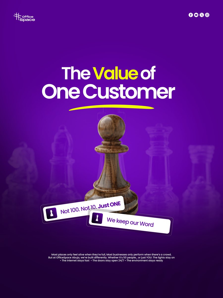 officespaceabuj's tweet photo. EVEN IF YOU’RE OUR ONLY CUSTOMER… WE STILL SHOW UP.
That’s the level of consistency your work deserves.

Most places only feel alive when they’re full.
Most businesses only perform when there’s a crowd.

But at OfficeSpace Abuja, we’re built differently. https://t.co/JibFVUyE7y
