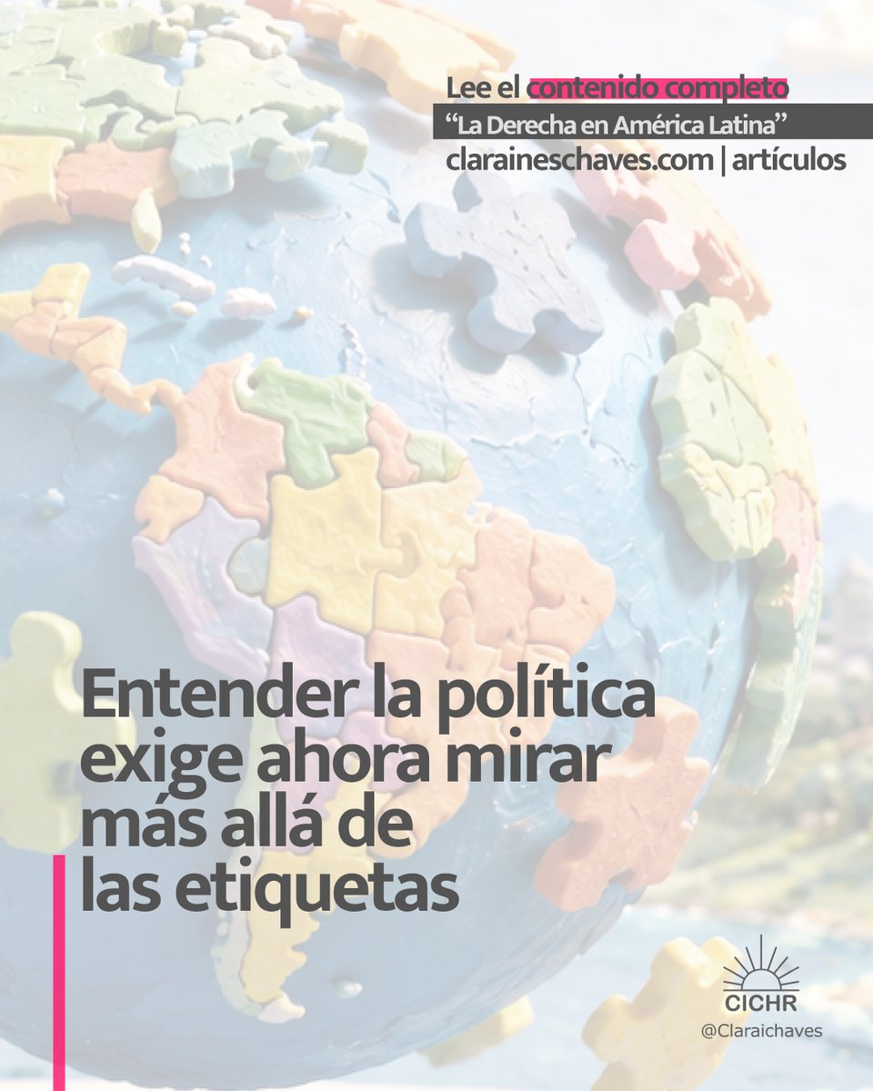 Claraichaves's tweet photo. La  derecha en América Latina ya no responde a un solo modelo. Ha cambiado  su discurso, ampliado sus alianzas y adaptado sus estrategias para  responder a nuevas demandas sociales. ¿Qué  explica su crecimiento? ¿Qué  desafíos enfrenta al gobernar? 
https://t.co/aOovknSLSx https://t.co/0rwA4PvbkS