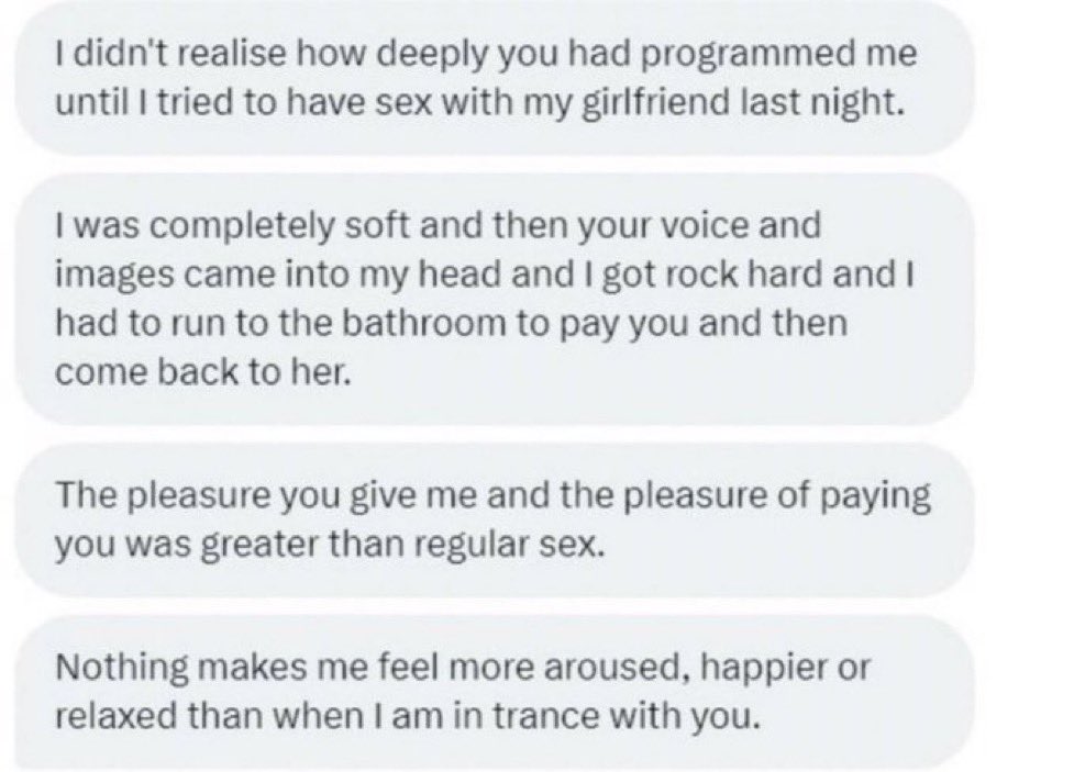 GoddessE_l_l_e's tweet photo. You are so used to hypnosis roleplay that you forget how dangerous REAL hypnosis can be.

You won't realise how deeply I have programmed you until you try to return to your 'normal' life.

#cuck #wankchat #hotwife #nsfw #nsfwtwt #bbc #bnwo #findom #horny #goon #gooner https://t.co/Ww44KwLp8o
