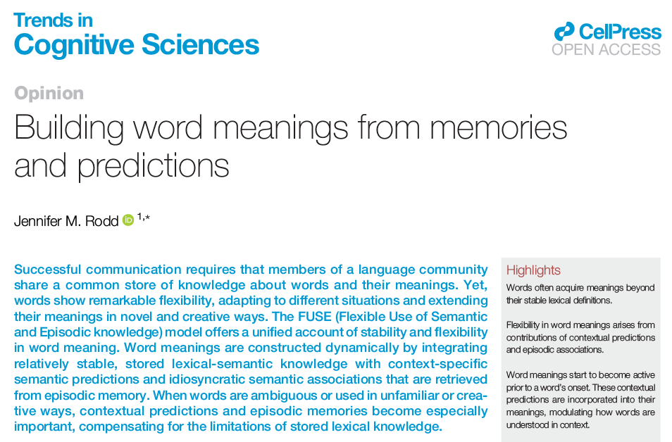 TrendsCognSci's tweet photo. Building word meanings from memories and predictions

Opinion by Jennifer Rodd
https://t.co/kVkloQ8VRl https://t.co/oMKPxOD9im