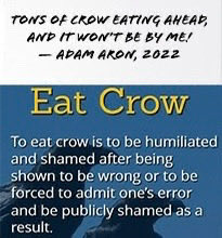 vikstrom_stefan's tweet photo. An “eat crow” quote by @CEOAdam dated March 22, 2022, when $AMC was at ~$200 (rs adj). AA is known to keep his promises and to go out a winner. Indeed, that’s why he’s supported by some 4 million #AMC apes around the world ready to keep buying and HODLing for as long as it takes. https://t.co/O0i7UHQ4V9