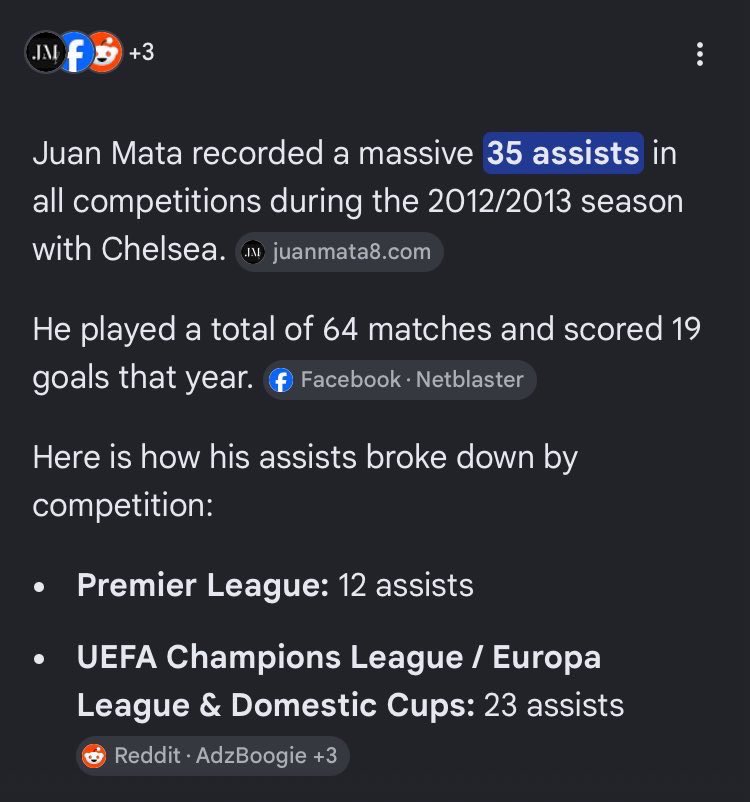 Ray_RMCF's tweet photo. So, it turns out Messi doesn’t even hold the record for most assists in a single season. Juan Mata recorded 35 assists in the 2012/13 season, yet Messi’s PR team has tried to suppress it just like they did with Tadić and are currently doing with Olise. 😂🤦🏾‍♂️ https://t.co/iEEBZa26zP