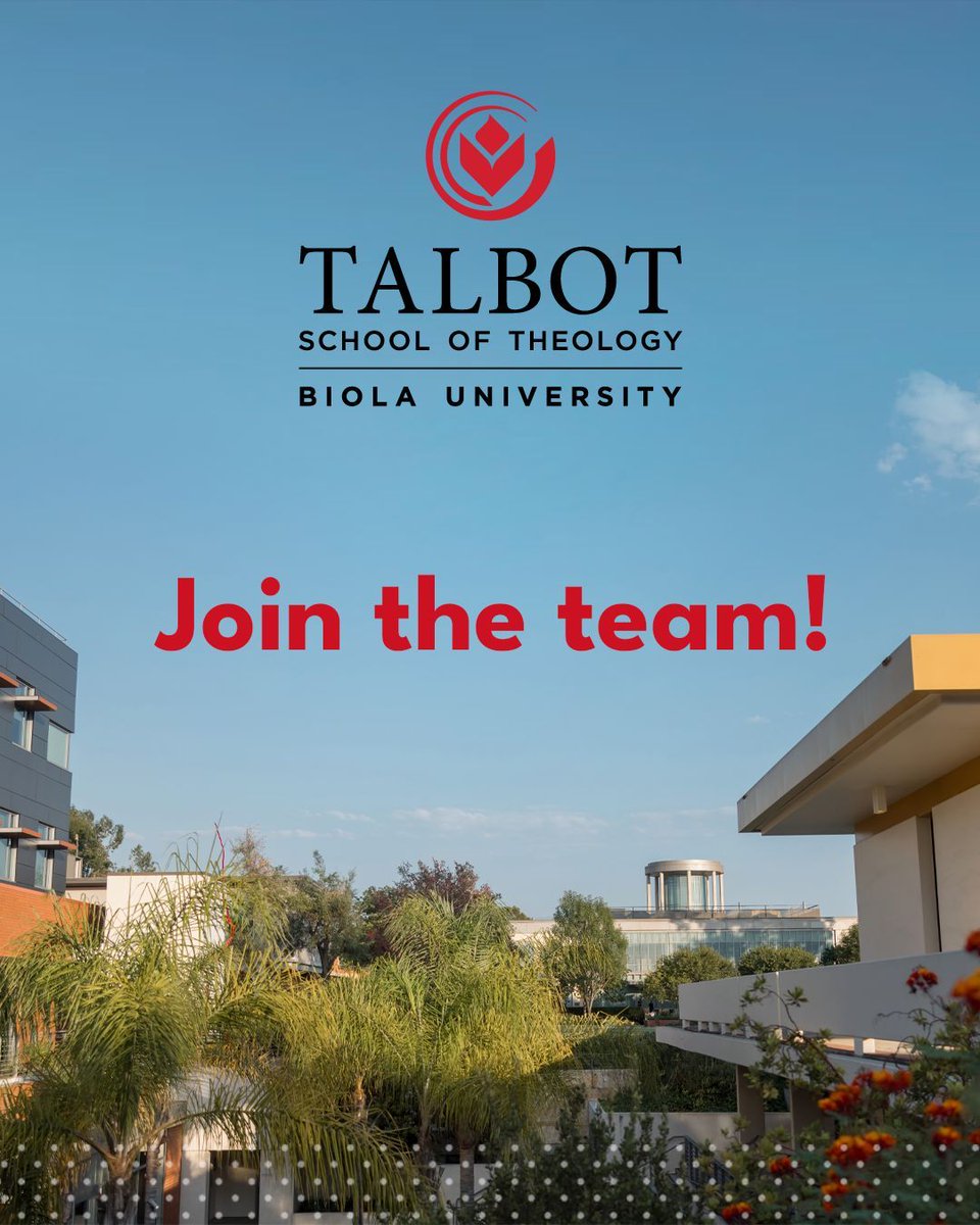 edstetzer's tweet photo. We are hiring more team members at @TalbotTheology in both LA and Phoenix!

Ten full-time roles at Talbot:
-Director of DMin Program (preferred in Phoenix)
-Director of Church, Alumni & Ministry Relations
-Christian Ministry & Leadership prof (Phoenix based)
-Grad Philosophy professor
-Director of Talbot Marketing and Communications
-Director of Talbot Embedded
-Administrative Coordinator, Talbot Embedded
-Development Director (preferred in Phoenix)
-Waugh Endowed Chair (multiple fields)
-Assistant or Associate Professor of Intercultural Studies

All roles are in person either in L.A. or Phoenix-- roles in Phoenix are noted as such and are pending accreditation approval.

Also a bonus: go to the @PhoenixSeminary website for a full-time role Enrollment Manager role.

Go to @BiolaU Employment to see details and the process to apply.