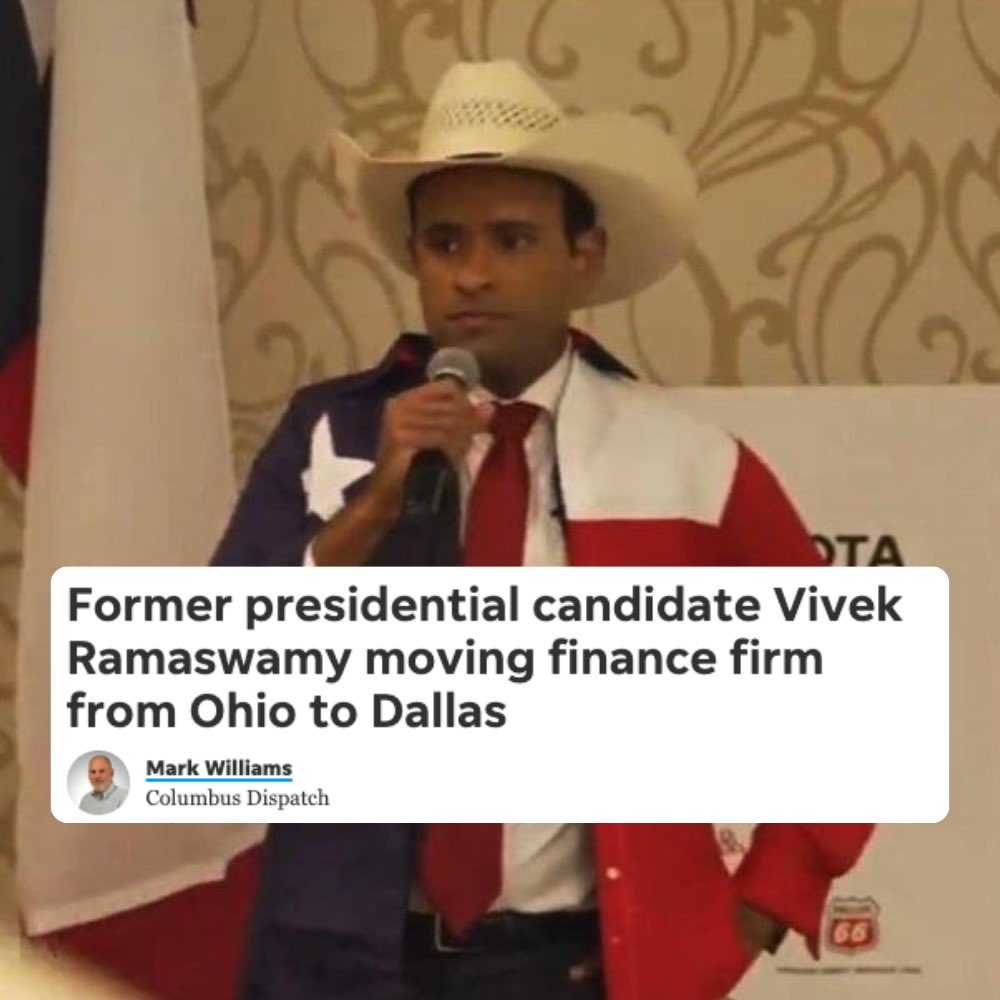 OHDems's tweet photo. Just say no to Texas businessman and scammer Vivek Ramaswamy. https://t.co/zuGuRCmvzB