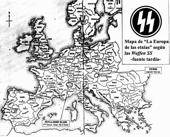 fullmetalaryan's tweet photo. Mapa da “Europa das etnias” das Waffen-SS https://t.co/J0GA1jwfpQ