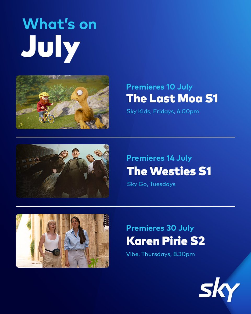 SKYNZ's tweet photo. A new month means new favourites 👀✨

Here's what's coming to Sky this July 🍿 https://t.co/LmeCC8IP05