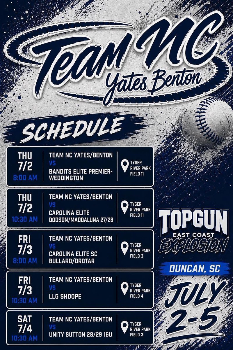 TrinityTrexler's tweet photo. Can’t be more ready to play this weekend at Tyger River Park!! Let’s go TEAM NC!! 🥎🥎

@TNCYatesBenton
@TeamNCSoftball 

Here is are schedule, please come out and watch us play this incredible game of softball!! https://t.co/Ggkh3y0FgT