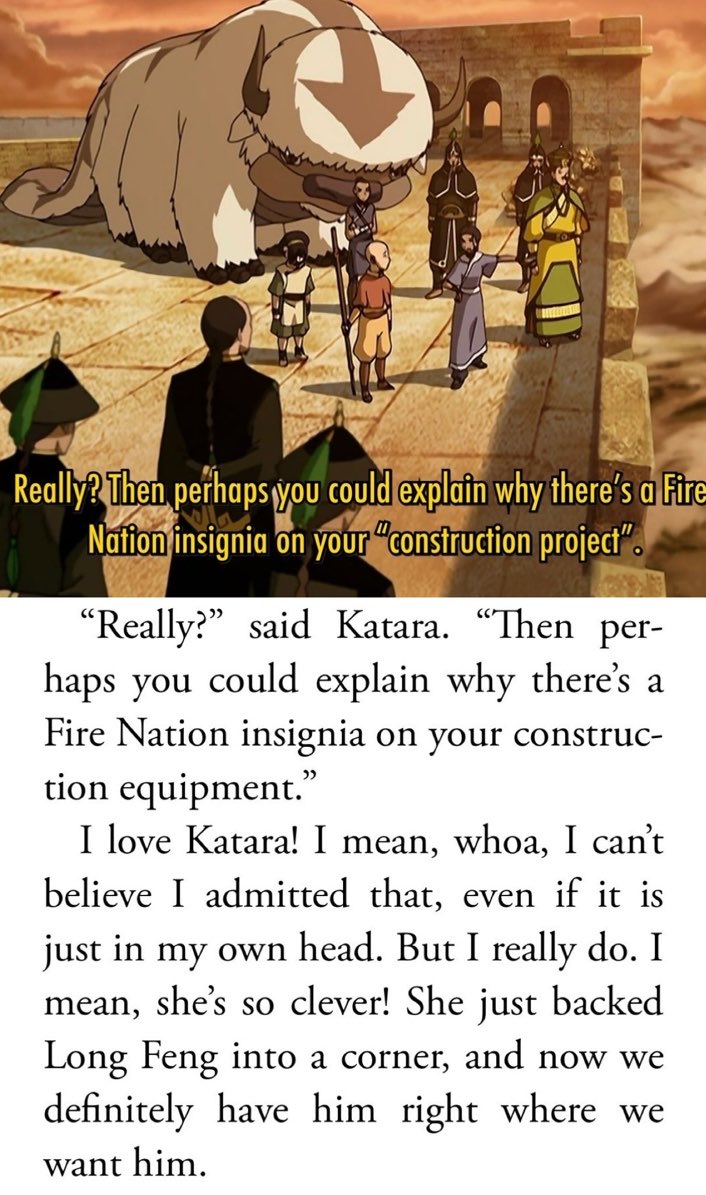 kataangthinker's tweet photo. aang realizing he’s in love with katara because she embarrassed long feng in front of everyone 😭 https://t.co/K22OjKNpvA
