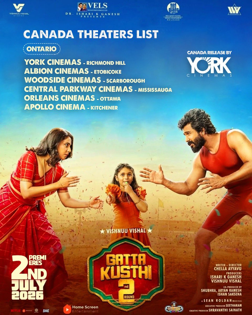 yorkcinemas's tweet photo. 🥊Get ready for the laughter, action, emotions, and entertainment as GATTA KUSTHI – 2 arrives on the big screen this July 2nd! 🔥

🇨🇦 Catch it at @yorkcinemas and it's theatres.

🍿 Bigger laughs.
💥 Bigger action.
❤️ Bigger entertainment.

🎟️ Book your tickets!

#gattakusthi2 https://t.co/GduMcAefEv