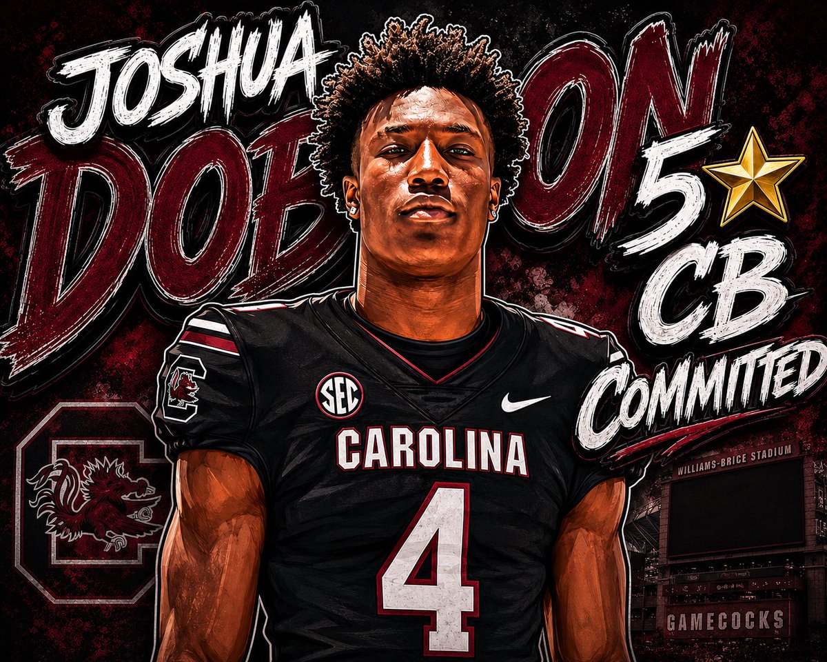 InsideGamecocks's tweet photo. Joshua Dobson 5⭐️ CB has Committed to South Carolina!!!!!!

Highest graded DB under Beamer and highest since Stephon Gilmore https://t.co/RkASBAfaJU