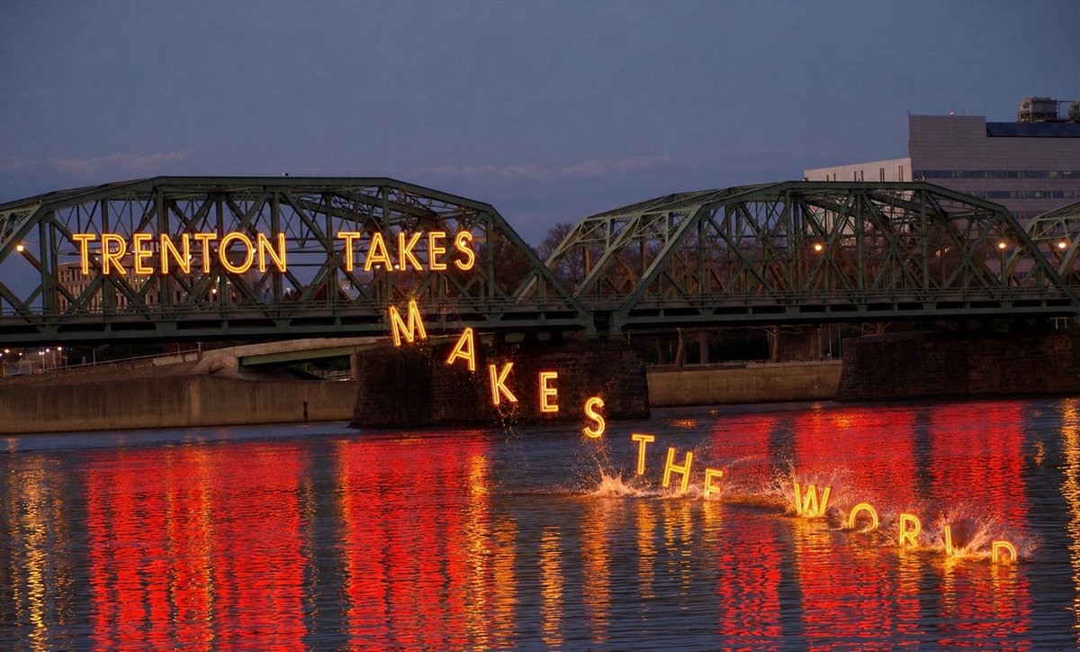 AlexSauickie's tweet photo. It’s official: after Trenton passed a record-breaking $60.7B budget, the “Trenton Makes” bridge has been renamed the Trenton Takes bridge.

Because that’s what this budget does — takes more from taxpayers while making NJ less affordable.

Enough.
#FightingForYou #TrentonTakes https://t.co/WxvcBdTgCp