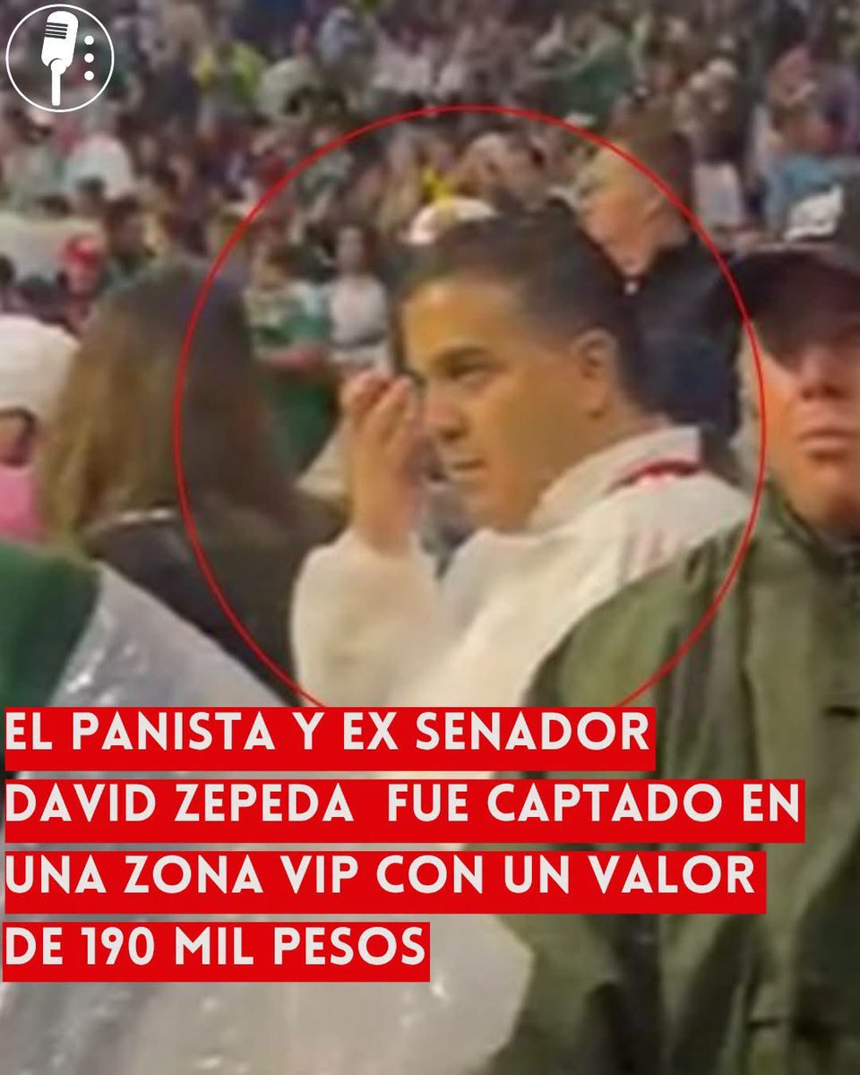YosoyPedrero's tweet photo. 🚨OJO: EL PANISTA Y EXSENADOR DAVID ZEPEDA FUE CAPTADO EN UNA ZONA VIP CON UN VALOR DE 190 MIL PESOS

El panista y exsenador David Zepeda fue captado en una zona VIP durante un partido del Mundial, cuyo acceso, de acuerdo con reportes y precios difundidos para ese tipo de localidades, tendría un valor aproximado de 190 mil pesos.

Las imágenes del exlegislador comenzaron a circular en redes sociales, donde usuarios debatieron sobre el costo de este tipo de experiencias y cuestionaron la presencia de figuras políticas en espacios exclusivos durante el torneo.

Hasta el momento, no se ha informado públicamente bajo qué modalidad obtuvo el acceso a la zona VIP ni si el boleto fue adquirido de manera particular o mediante una invitación.

La difusión de las fotografías generó diversas reacciones en plataformas digitales, donde el tema se convirtió en motivo de discusión entre simpatizantes y críticos del exsenador.