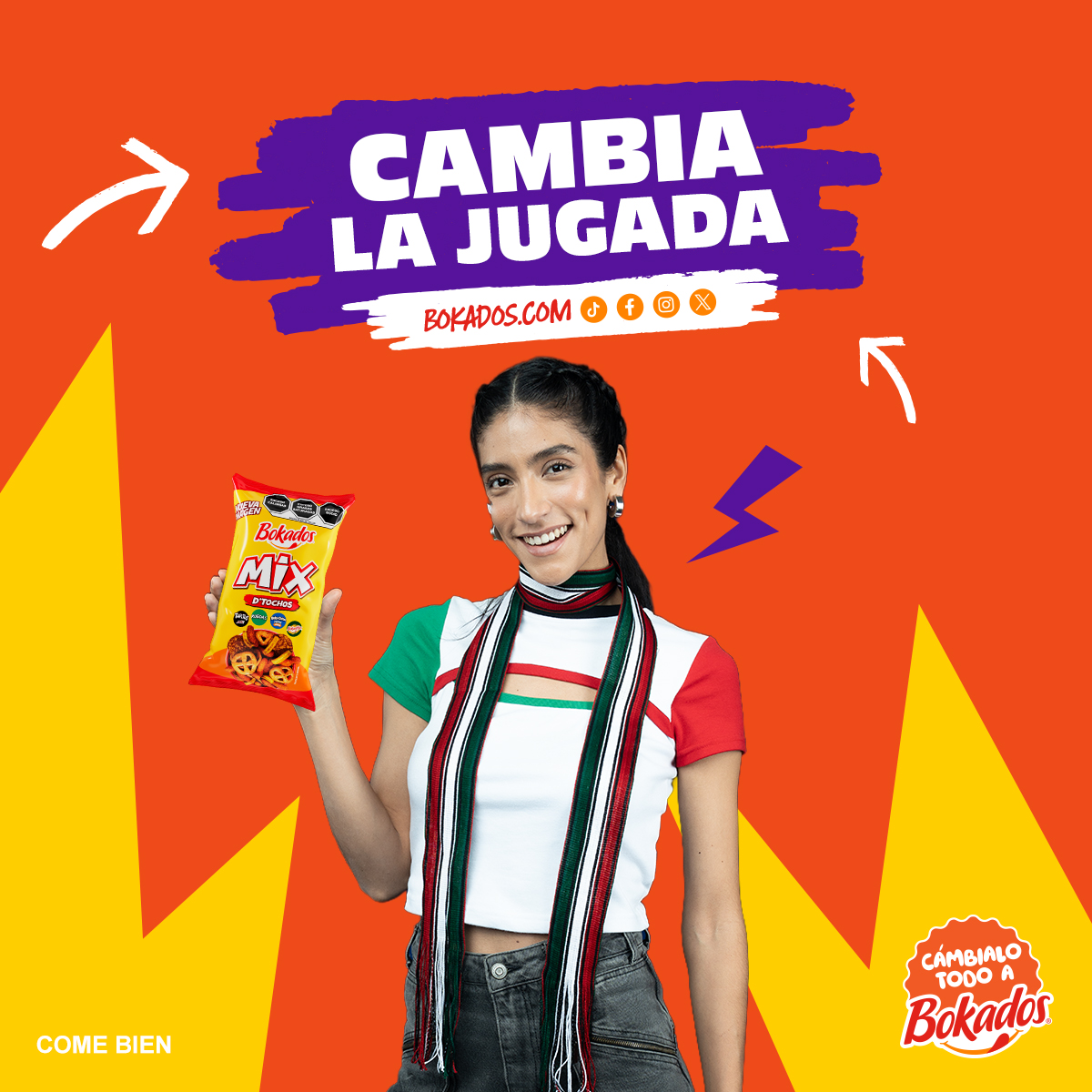 BokadosMX's tweet photo. Cuando el partido se pone bueno, necesitas un snack que esté a la altura. ⚽🔥
Por eso existe Mix D'Tochos: una mezcla lista para acompañar cada jugada y cada celebración. 😎
¡Cambia la jugada! ¡Cámbialo todo a Bokados!
#CambiaLaJugada #CámbialoTodoABokados #Bokados  #MixDTochos https://t.co/mDB460qkw3