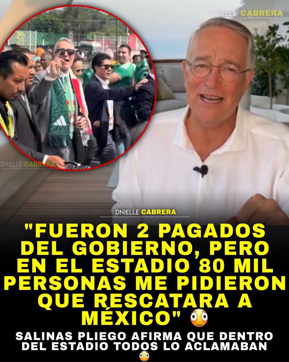 DnielleCabrera's tweet photo. 🚨 TODOS LO ACLAMABAN! 🫪

Salinas Pliego por fin se atrevió a hablar más del apodo que le pusieron, afirmó que fueron 2 personas pagadas por el gobierno y que “no representaban a las 80 mil que me pidieron que rescate a México” 🫪 https://t.co/AdV1A18TOS