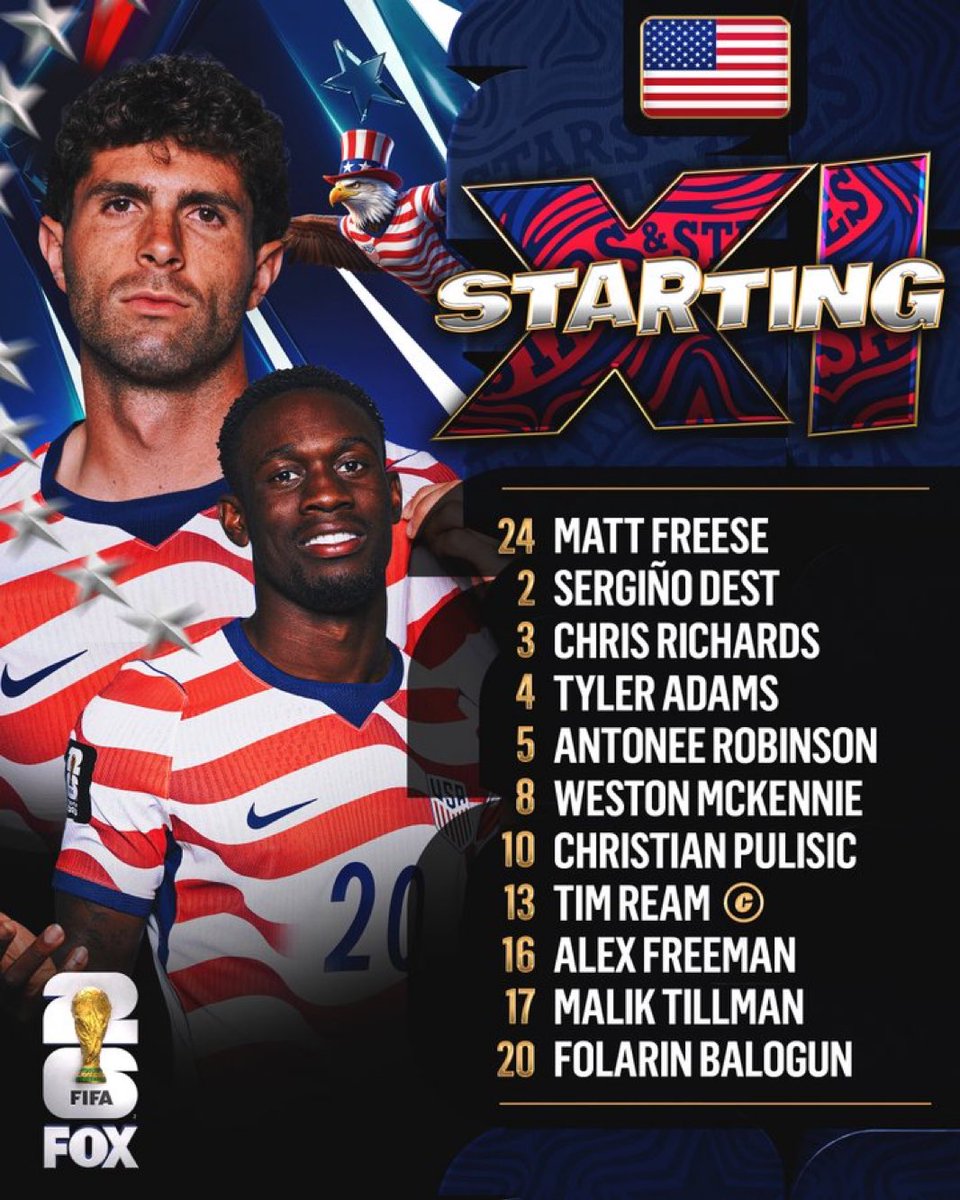 usmntonly's tweet photo. CHRISTIAN PULISIC IS BACK IN THE STARTING XI FOR THE USMNT AGAINST BOSNIA IN THE ROUND OF 32 🇺🇸🇺🇸🇺🇸 https://t.co/simTdD5tQu