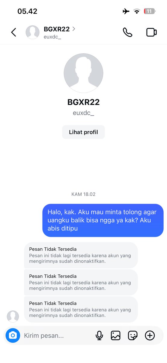 woiarmin's tweet photo. Gua sempet chat, tapi ga gua bales lagi. Kata gua dalem hati pas itu, “Wah, kayaknya bakal ga bener nih orang.” https://t.co/E3SvNac0Xn