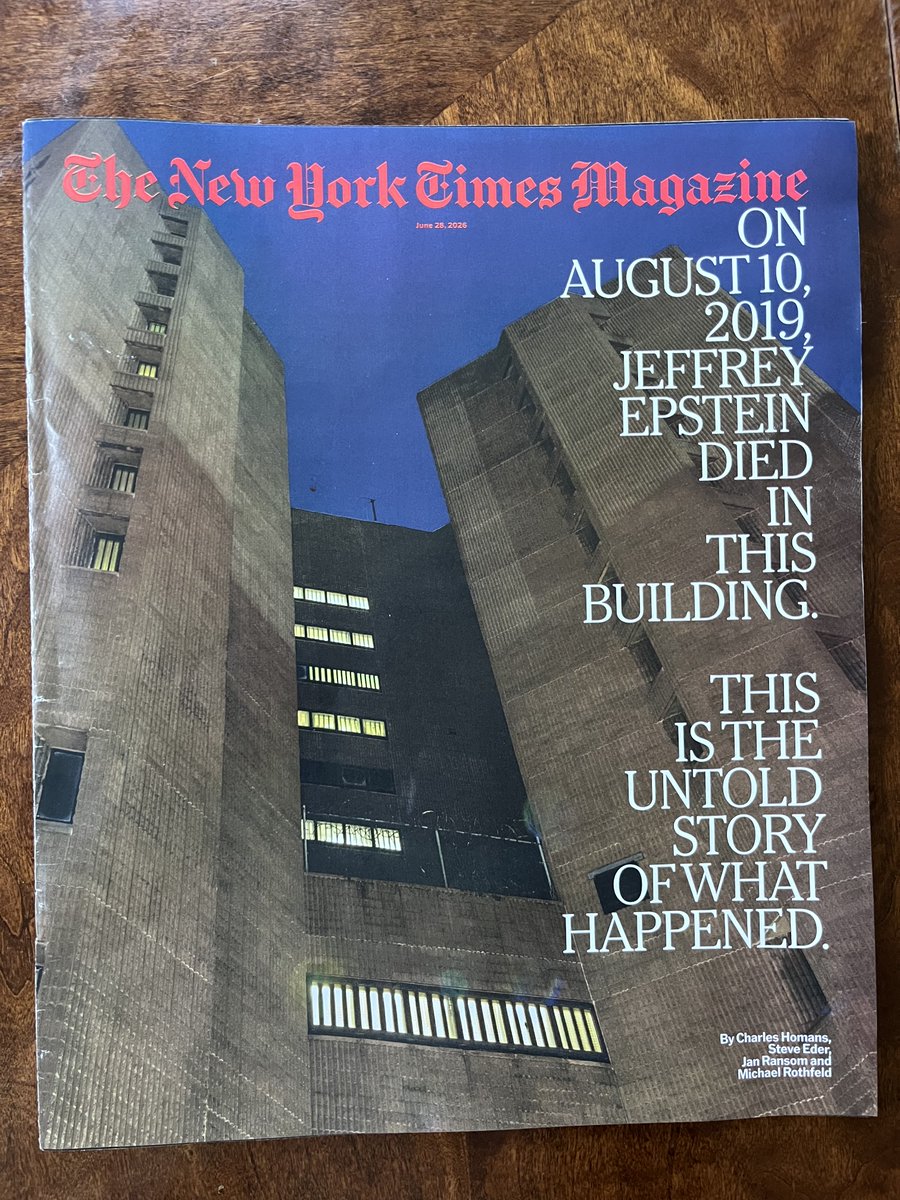 sethharpesq's tweet photo. Very persuasive. I’m almost convinced. Just one quick question for the NYT team. How come you forgot to mention that Jeffrey Epstein was the first MCC inmate in more than 20 years to succeed in committing suicide, and only the second in 40 years? https://t.co/G9KUjDh1Hd