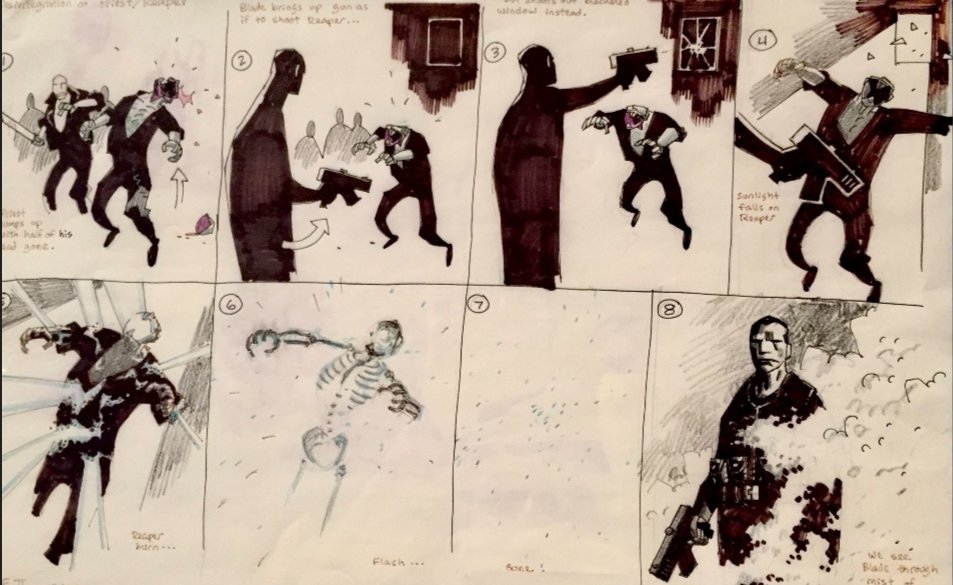 vikare06's tweet photo. Did you know the storyboards for "Blade II" (2002) were made by Mike Mignola? https://t.co/dILcmDJBWI