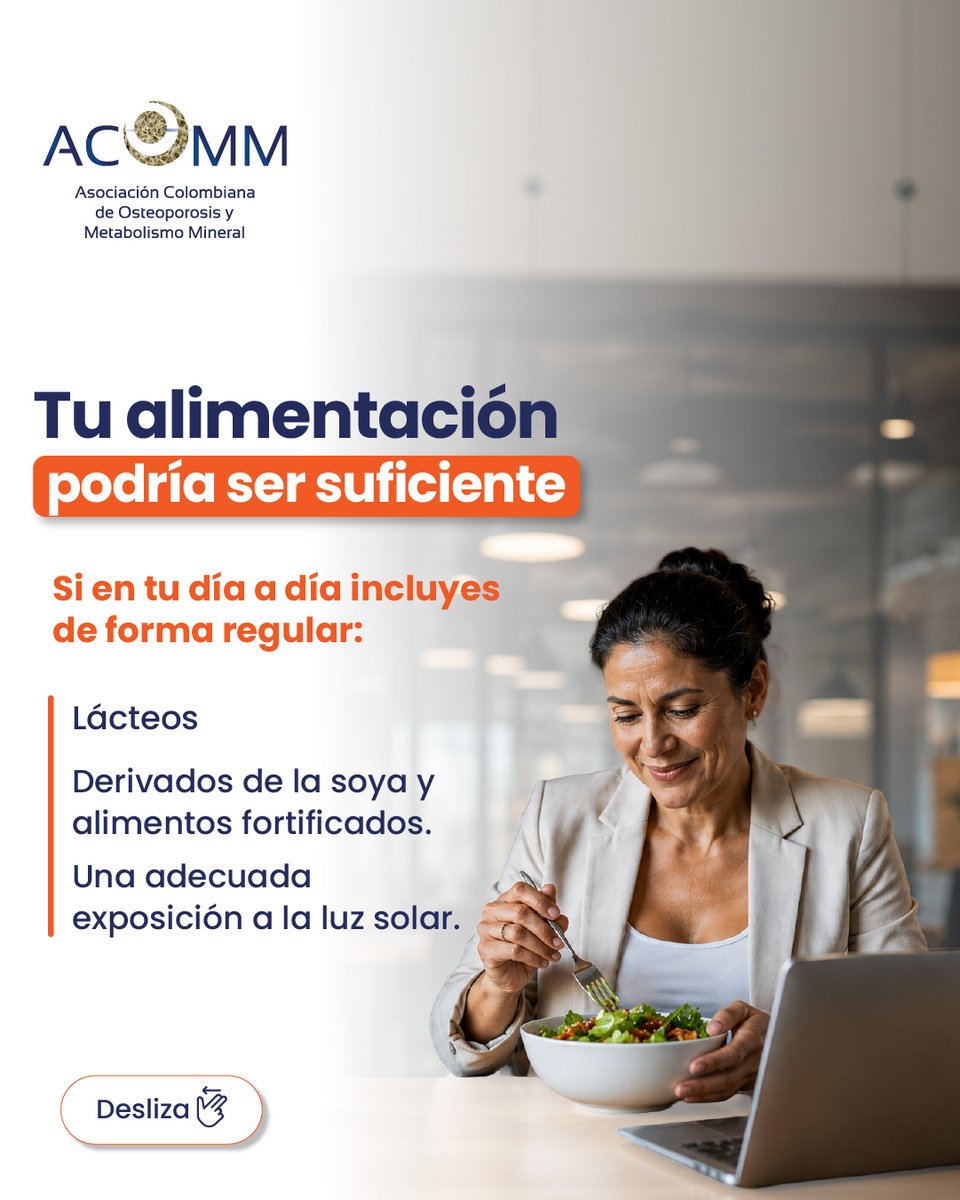 AcommOficial's tweet photo. Uno de los mitos más difundidos es que todos los adultos necesitan tomar suplementos de calcio después de cierta edad.

¿Cuál es la realidad? Que la mayoría puede alcanzar sus requerimientos diarios a través de una alimentación balanceada y una adecuada exposición solar.

#ACOMM https://t.co/QfNat0HAvy