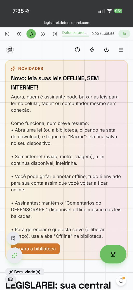 defensorarei's tweet photo. MODO OFFLINE (ler as leis e fazer grifos) SEM INTERNET DISPONÍVEL NO LEGISLAREI 🥹💚🖤🤏🏽

Depois que você fica online de novo no dispositivo e acessa o site, os grifos e anotações feitos off-line sobem e sincronizam pro online! https://t.co/BJCNyfmeH2