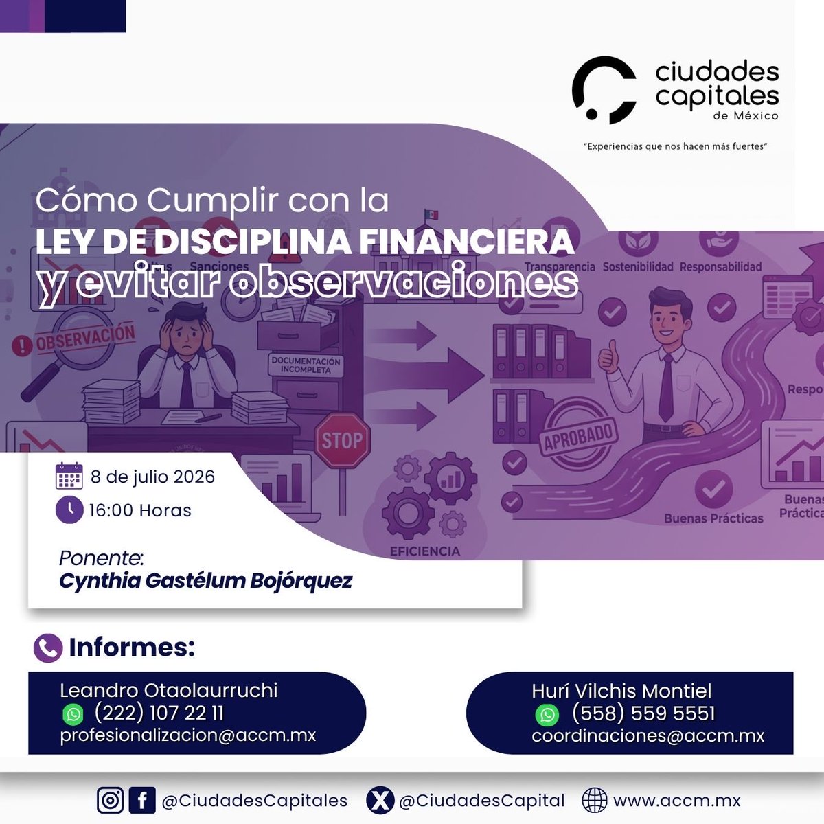 CiudadesCapital's tweet photo. 📈Fortalecer la gestión financiera también fortalece a nuestras Ciudades.

Te invitamos al Curso “Cómo cumplir con la Ley de Disciplina Financiera y evitar observaciones”
📅 8/07 | 🕓16:00 h

#ExperienciasQueNosHacenMásFuertes
Atte: @javierdiazglz, Pdte. de Saltillo y de la #ACCM https://t.co/H6si8C2YLM