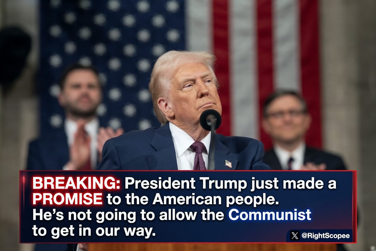 RightScopee's tweet photo. 🚨President Trump just made a PROMISE to the American people. He’s not going to allow the Communist to get in our way.

What's your response to this......??👀

Do you firmly support Trump on this?

A. Huge Yes👍
B. No https://t.co/fDrU27xrJi