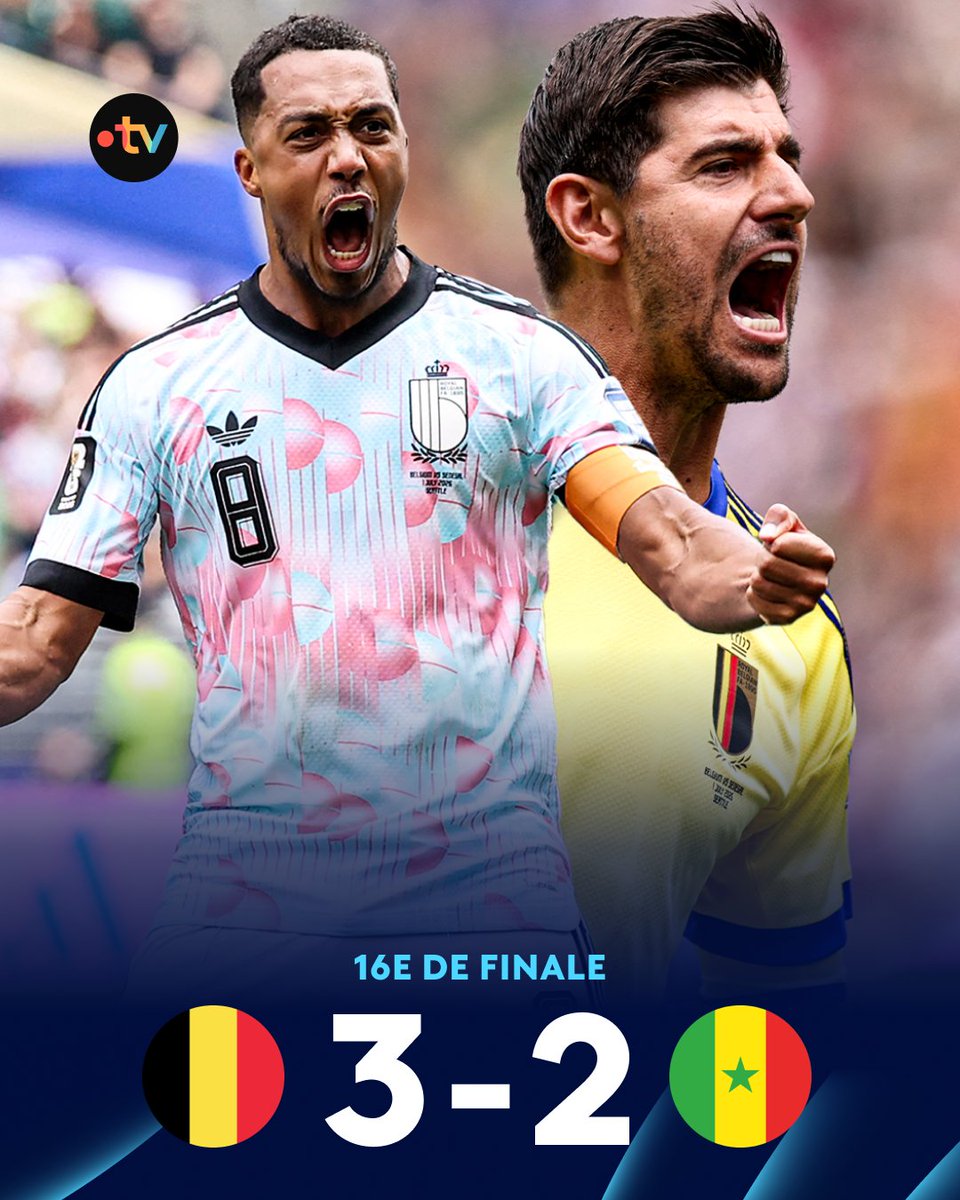 francetvsport's tweet photo. ⚽️ #FIFAWorldCup | 🤯🇧🇪 LA BELGIQUE ÉLIMINE LE SÉNÉGAL ET REJOINT LES HUITIÈMES !

🔥 Alors que le Sénégal avait un pied en 8e de finale, les Diables rouges ont réalisé une folle remontée avant de s’offrir la victoire sur pénalty à la dernière minute des prolongations. https://t.co/tSuaUMML1x