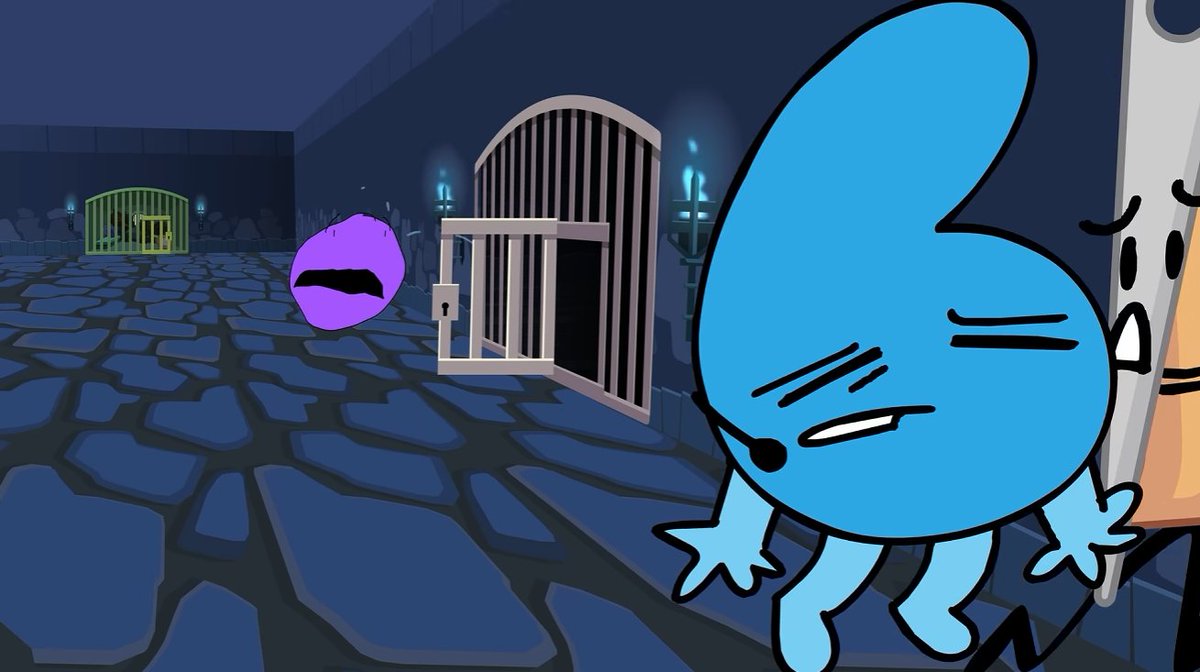 Worst_Trends's tweet photo. Purple Face doesn't follow Needle and stays behind. I'm predicting that he'll convince 3 to help defeat 1 in TPOT 24/25 using the epic speech skills he learned in BFB 30. https://t.co/YDmmMuUAg3