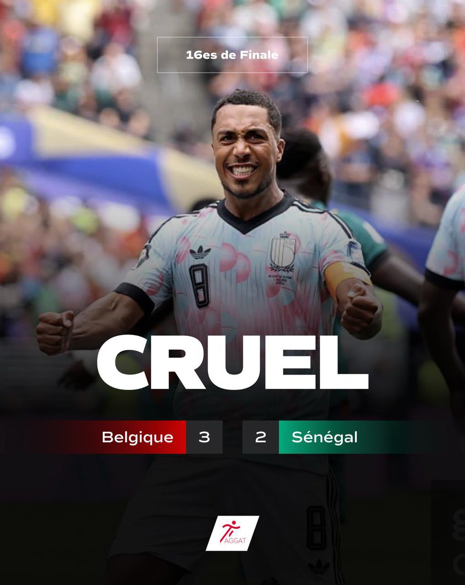 taggatsn's tweet photo. Le Sénégal est éliminé en 16es de finale de cette Coupe du monde après une défaite 3-2 face à la Belgique. Les Lions menaient pourtant 2-0 avant de se faire renverser. https://t.co/OjytQ4SB2R