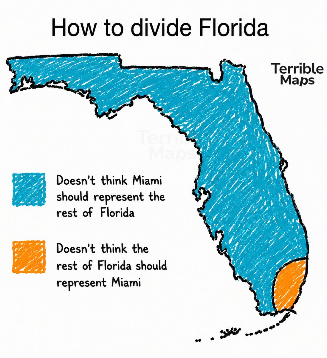 TerribleMaps's tweet photo. Florida remains divided on Florida. https://t.co/UHRB8qpfok