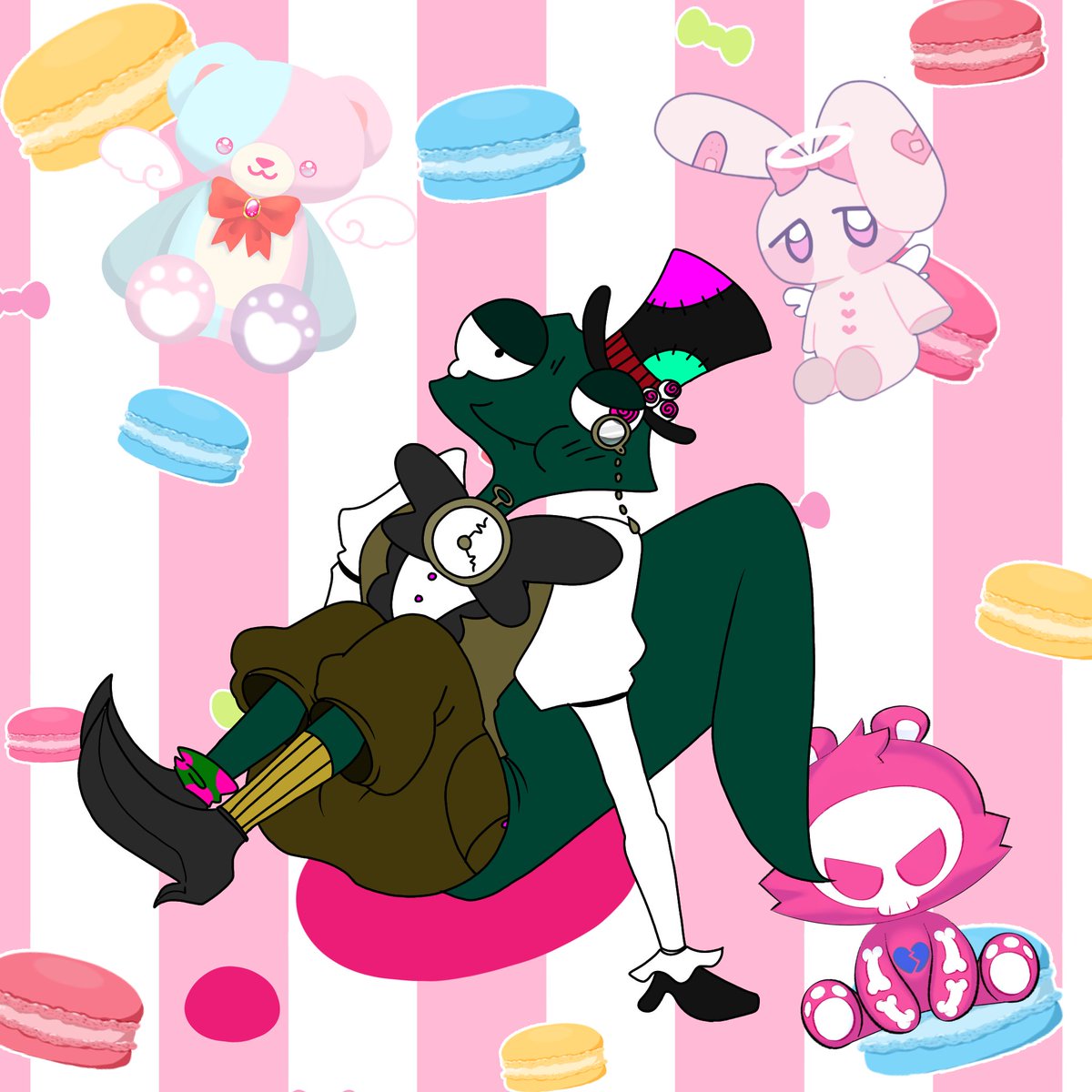 Spectra_Palette's tweet photo. #新人VTuber
 #個人勢VTuber 
 #動画勢VTuber 
 カートゥーンの街にある小さなサーカス団
そこにいる看板マジシャンのカメレオンのスペッキー
表では、奇抜なマジシャン
裏では、可愛いものやピンクが大好きなお絵描き好きで……🦎🎩🪄 https://t.co/bmvj9m8rLM