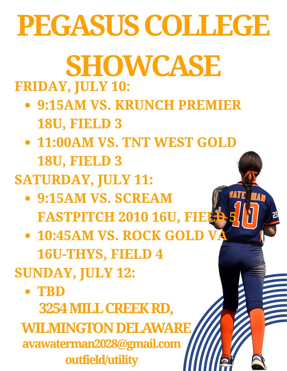 Avawaterman2028's tweet photo. Where you can find my team and I next weekend, July 10-12. @SoftballRecruit @CoastRecruits @AlisonScyoc @moraviansb @CoachMPMurray @coachlokey @ESUSoftball @Albright_Sball @SalisburySB @JeffersonSB24 @TCNJSoftball @HFU_Softball @USCBSoftball @KUBearsSoftball https://t.co/4a4UMMAbKH