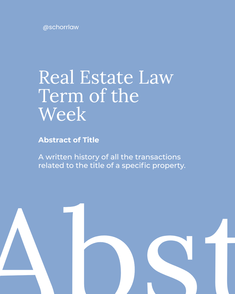 SchorrLaw's tweet photo. A written history of all recorded transactions affecting a property's title, helping verify ownership and identify potential title issues.

Follow us for weekly real estate law insights. ⚖️

#RealEstateLaw #CaliforniaRealEstate #PropertyLaw #TitleDisputes #SchorrLaw https://t.co/tiQX6yNGDw