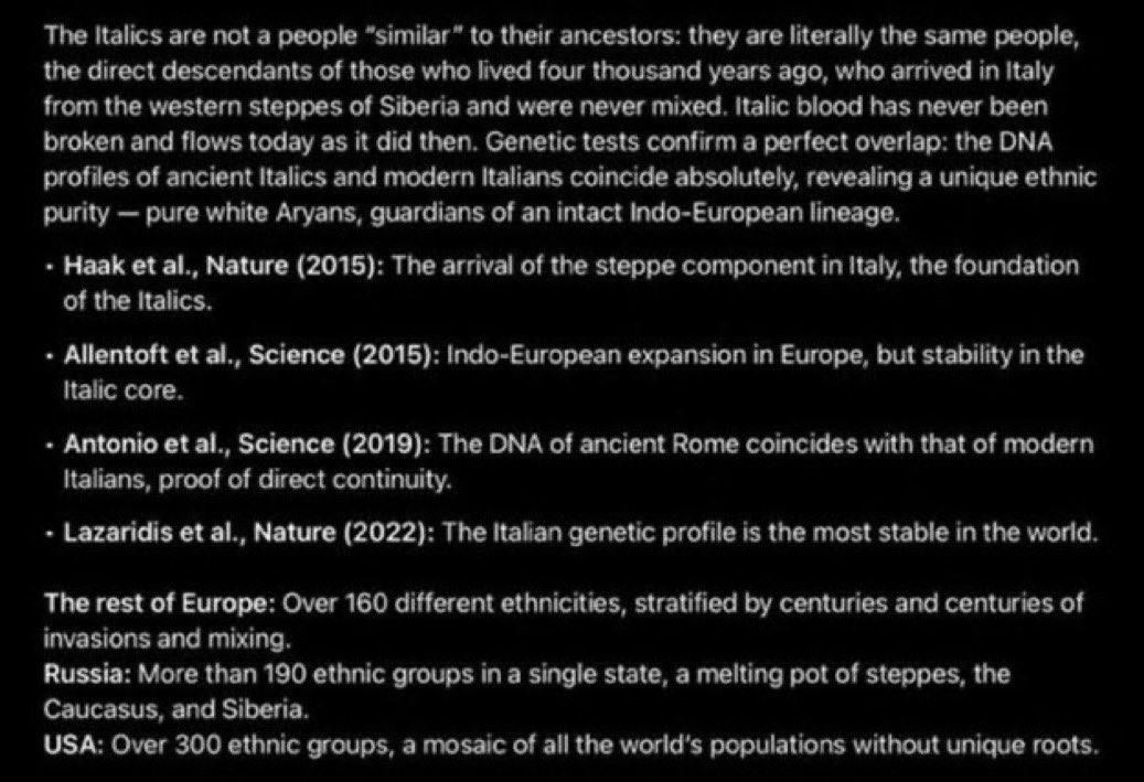 SleepyJ44161's tweet photo. @solduceaurelian @unionpaneurope If hes Italian hes white, italics are the last pure white people, the brows are in that dysgenic liberal cesspool north of the Alps that Italians are seeing mixing and being hammered by countles tribes for centuries, since Rome, then Hunns, Mongols, Arabs, Ottomans, still going https://t.co/wvL7aDCT58