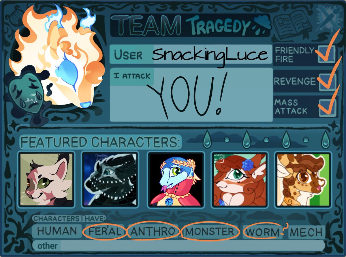 SnackingLuce's tweet photo. ARTFIGHT ARTFIGHT!! I attack anyone, and will ABSOLUTELY do revenges! https://t.co/buLFsUHQVL