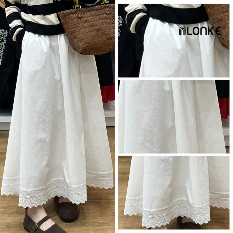 nvaanm's tweet photo. ￼NLONKE - Rok Retro Gaya Perancis Wanita Ceruk Renda Patchwork Rok Panjang Pinggang Elastis Longgar Rok A-line

https://t.co/VZAzxWRBU7 https://t.co/NfKDAK6nzQ
