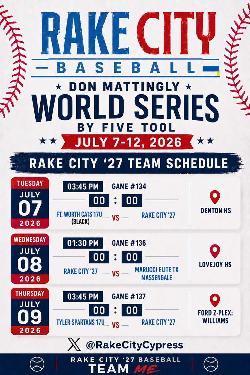RakeCityCypress's tweet photo. Starting pitchers will be posted tomorrow for pool play games. College coaches: please DM or reach out to (832)309-2056 for additional player information leading into next week. https://t.co/zkXSnCn5NY